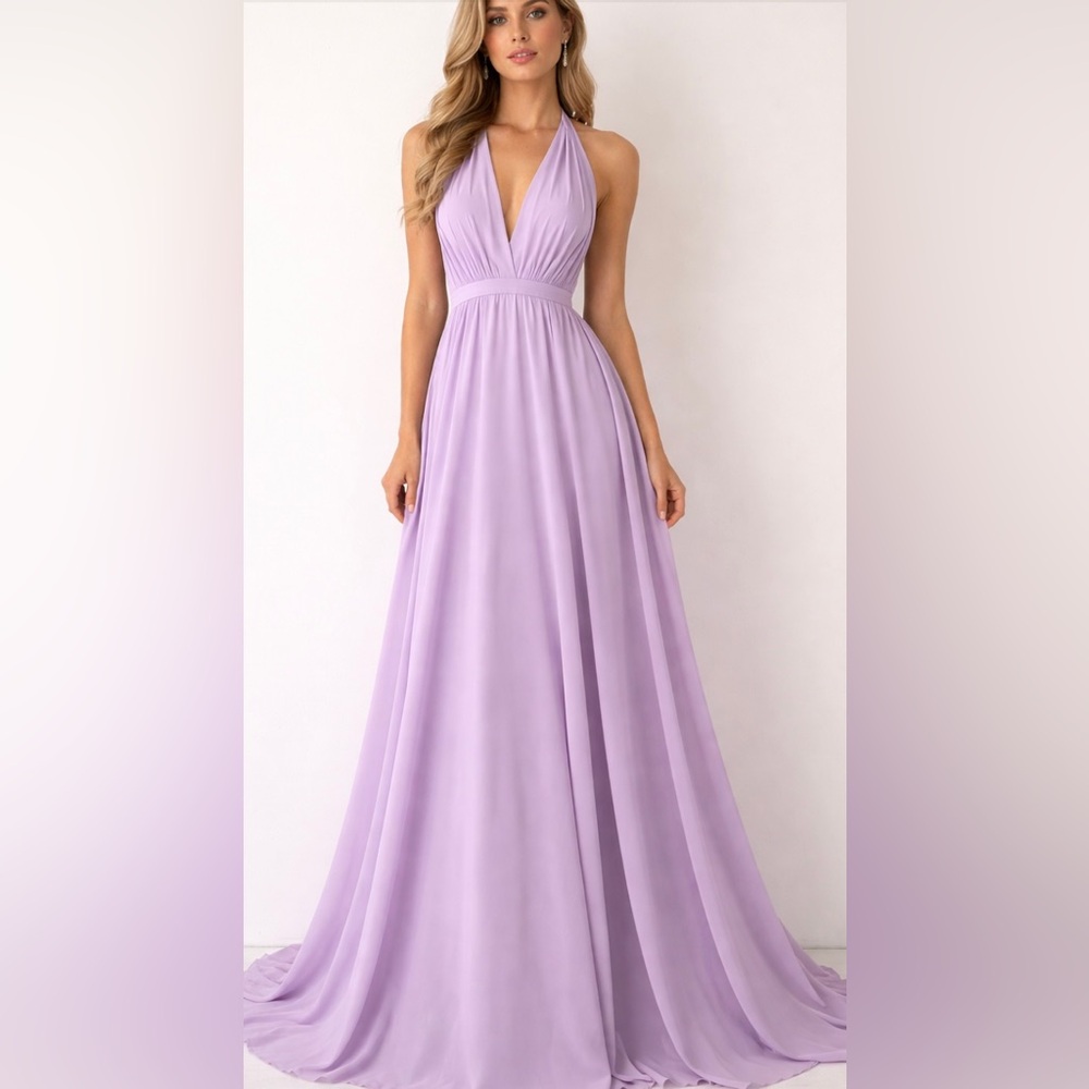 Lavender Sleeveless A-Line Evening Dress